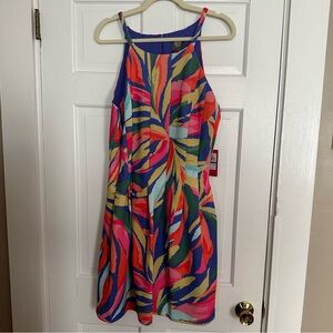Vince Camuto Printed Halter Scuba Dress Sz 16
